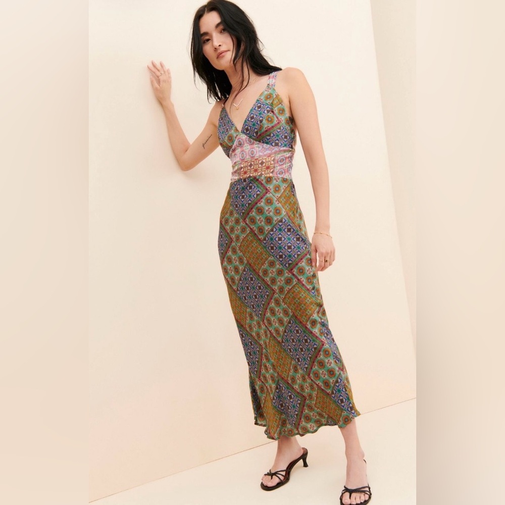 Printed Patchwork Maxi Dress - Multicolor